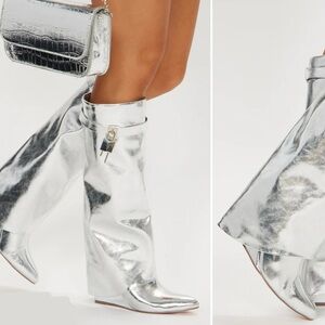 Fashion Nova knee high shark boots. Size 7.5